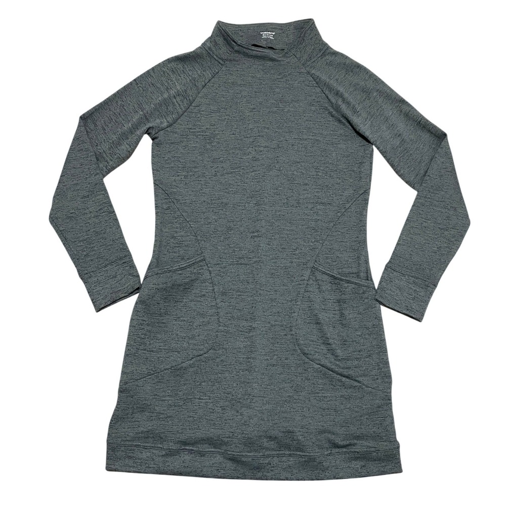 Toad & Co Charcoal Heather Mock‎ Neck Long Sleeve Athletic Dress Women's Medium